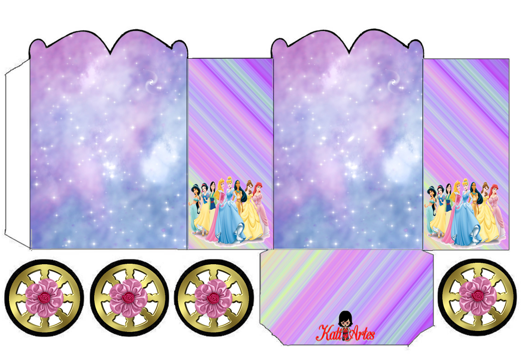 Princesas Disney: Caja con forma de Carruaje para Imprimir Gratis. Princesas Disney: Caja con forma de Carruaje para Imprimir Gratis.