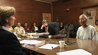 Van Houten (R) at a parole hearing in 2002
