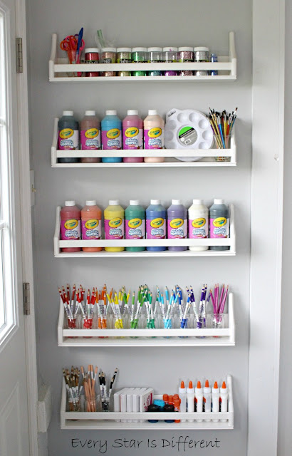 A Minimalist Montessori Home Tour: The Dining Room-Art Supply Storage