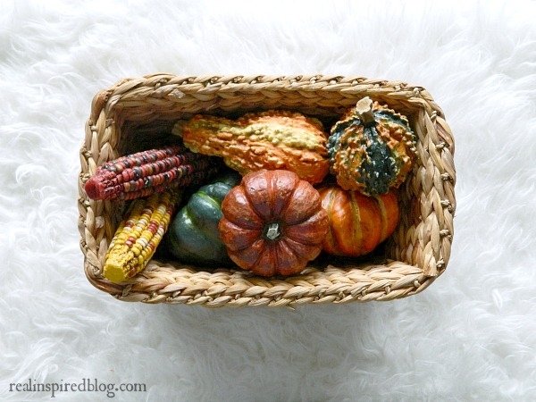 7 Easy Ways to Decorate for Fall-Gourds and Basket