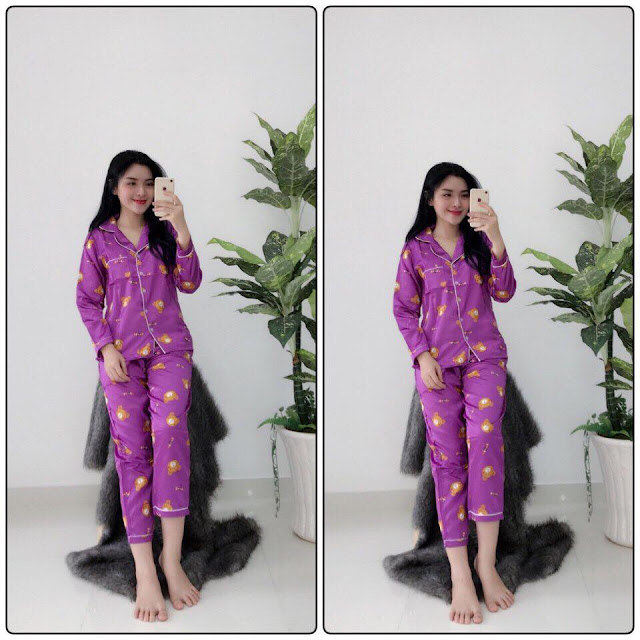 Đồ bộ pijama tay dài quần dài phi lụa ở Tây Ninh