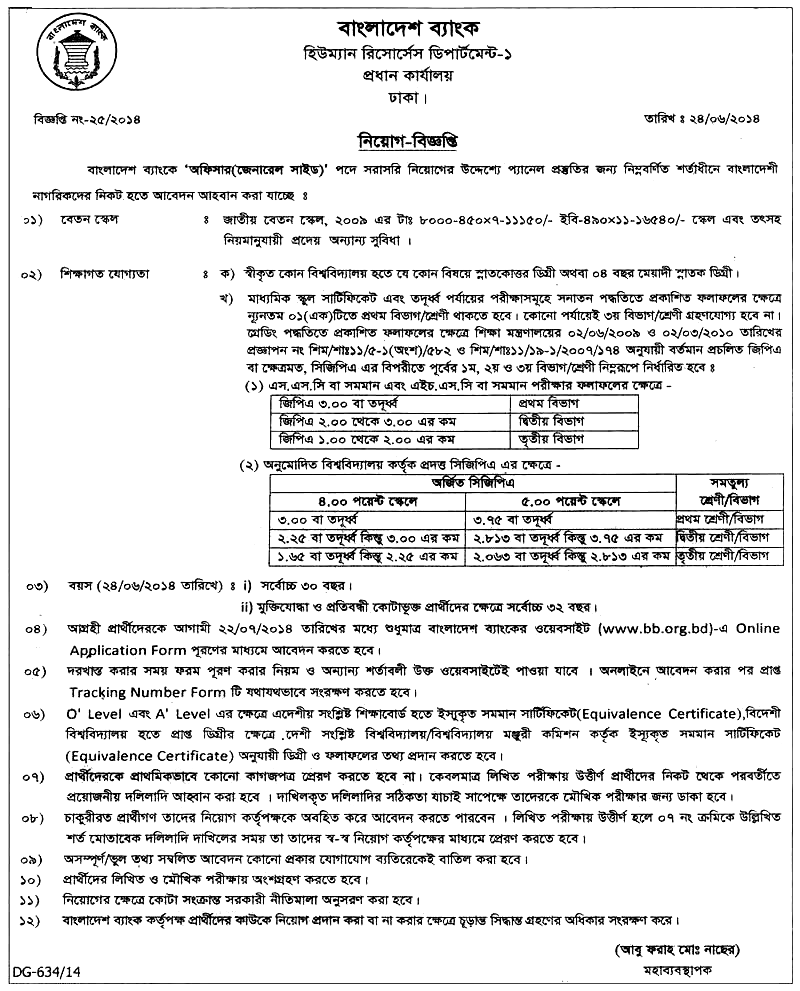 Bangladesh Bank Job Circular 2014 | Life in Bangladesh