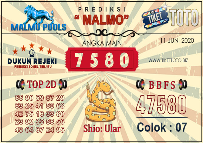 Prediksi Togel MALMO TIKETTOTO 11 JUNI 2020