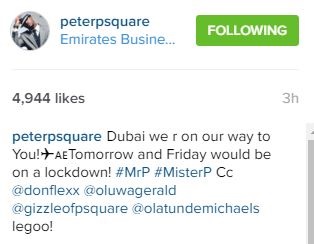Peter Okoye of P-Square Jets Out to Dubai With His New Manager and Others for a Solo Performance (Photos)