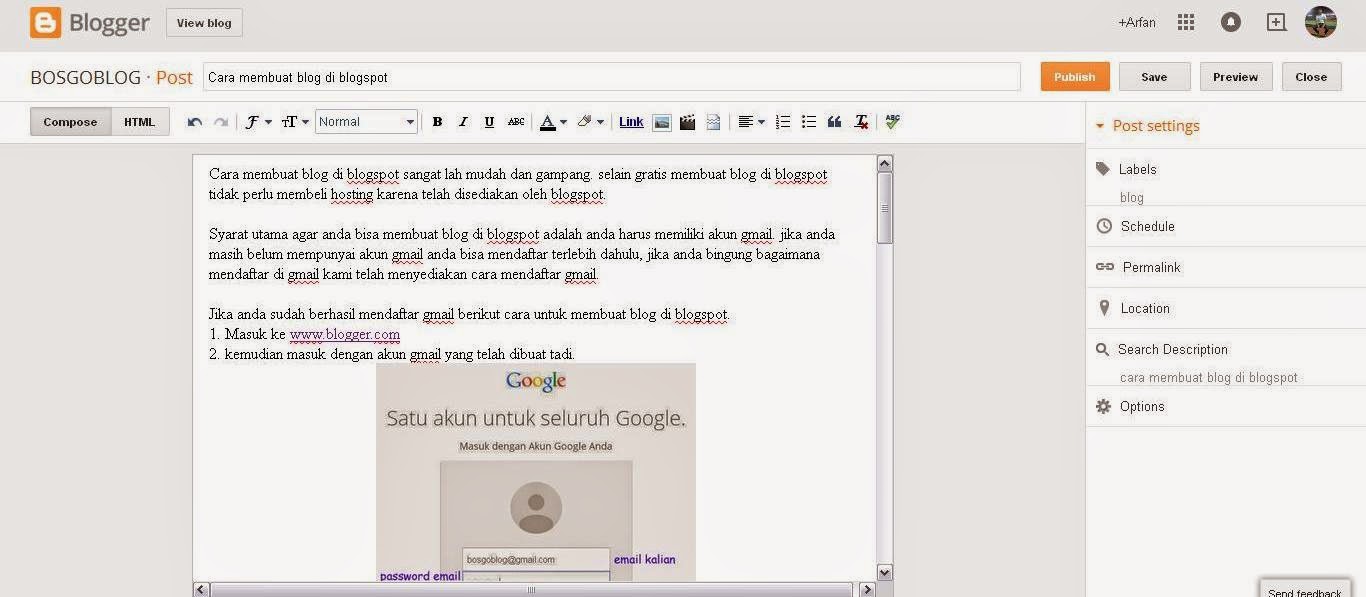 cara membuat blog di blogspot