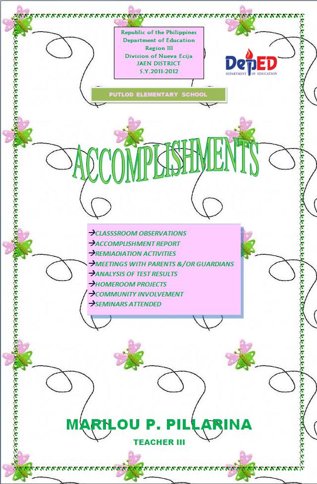infinity front page sample accomplishments sample lesson plan outline