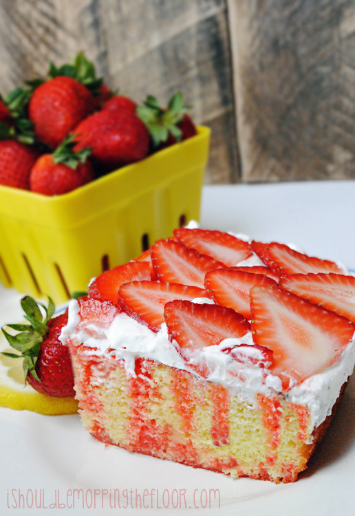 Strawberry Lemonade Poke Cake i should be mopping the floor