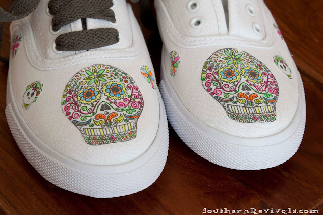 Sugar Skull Shoes with Neon Sharpies | Dia De Los Muertos Calaveras de Azucar