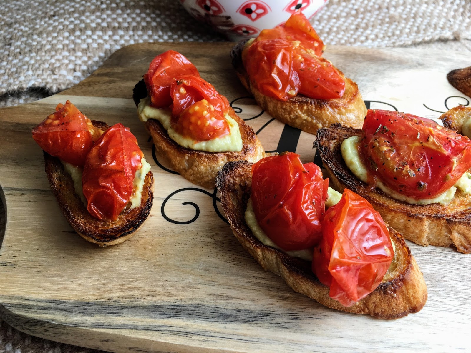 The Scattered Cook: Roasted Tomato Crostini with Pesto and Red Pepper ...