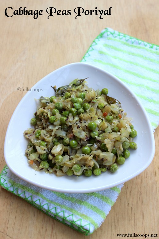 Cabbage Peas Poriyal Full Scoops A food blog with easy,simple