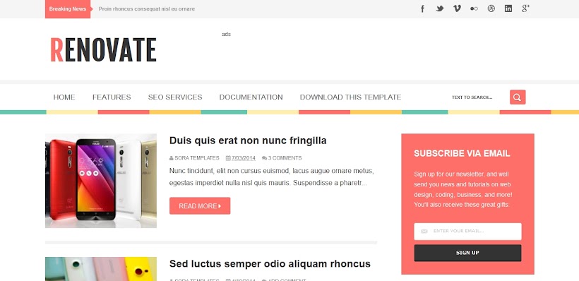 Renovate Free Blogger Template