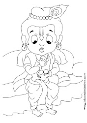 krishna drawing face line eating sketch laddu coloring das bhikaji bhagavat chintan iskcon template