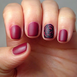 burgundy rose accent nails barry