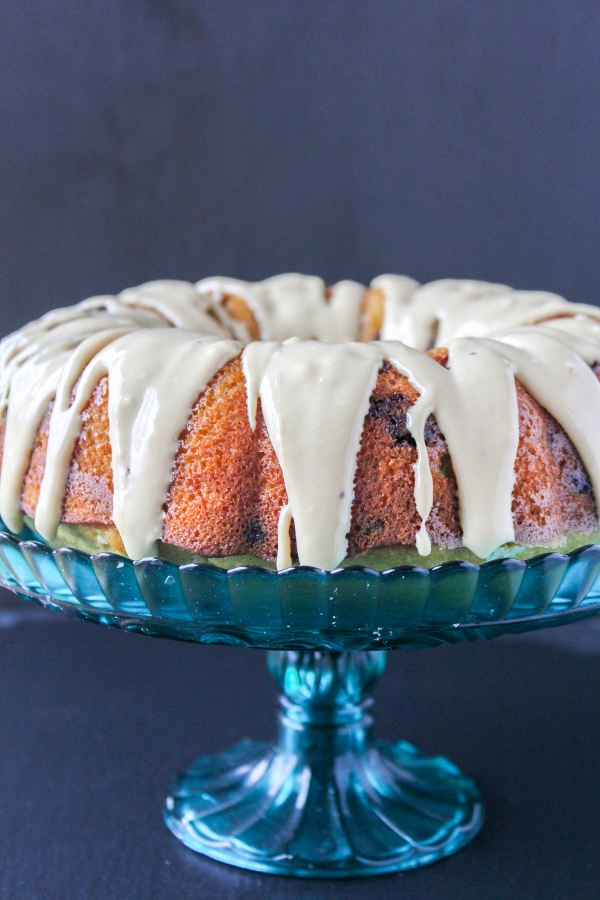 Chocolate Chip Coffee Cake with Coffee Cream Cheese Glaze