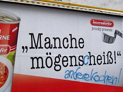 Lustige Werbung - Plakat über Essen - Fertiggerichte Lustige Werbung - Plakat über Essen - Fertiggerichte