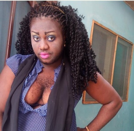 Hair Everywhere! Nigeria's Hairiest Lady Shows Off Her Huge and Hairy Boobs in New Photos