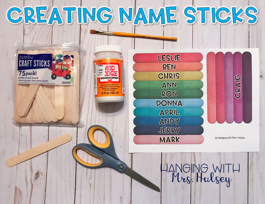 Creating Student Name Sticks Hanging with Mrs. Hulsey