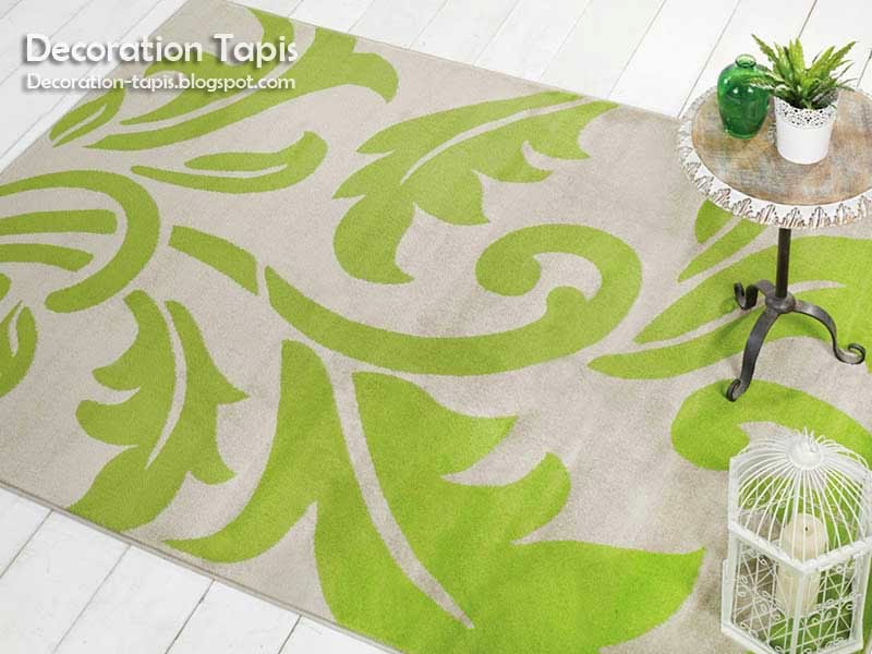 Decoration Tapis Salon Beige Vert Decoration Tapis