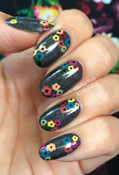 multicolored nail floral dotticure nails
