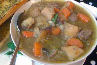 Image of Welsh Cawl, lamb and vegetable broth, a traditional starter for St David's Day