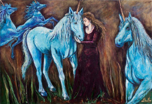 Mujer con unicornios, Elsa Núñez