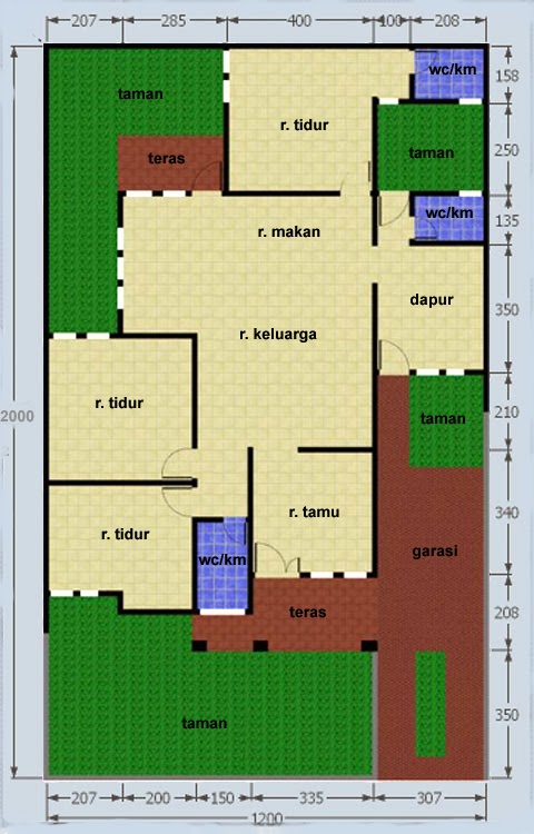 Koleksi Gambar Denah  Rumah  dengan Luas  Tanah  Lebih dari 120  M2 