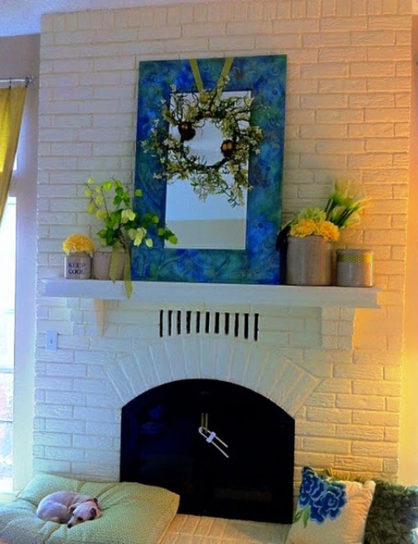 Spring decorations for the fireplace mantel