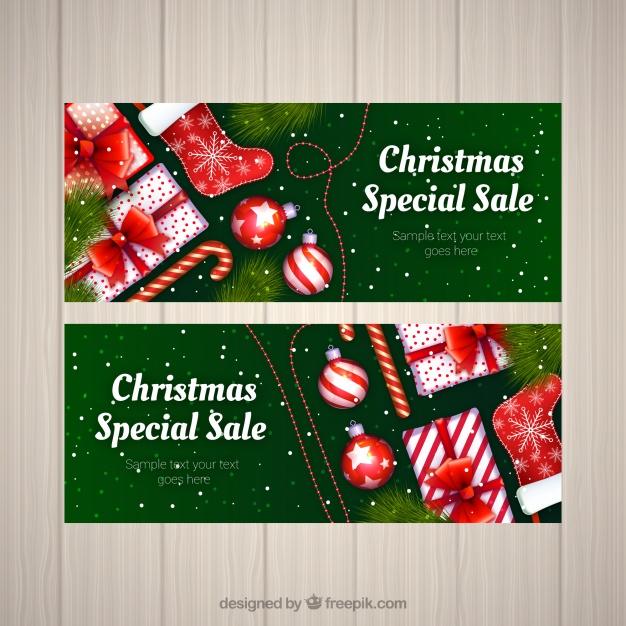 Christmas sale banners Free Vector