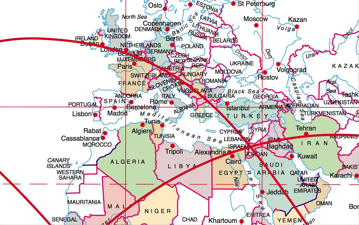 Ley lines are lines that crisscross around the globe like latitudinal and l...