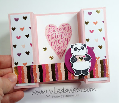 Stampin' Up! Sure Do Love You + Party Pandas Valentine Bridge Card + Video Tutorial ~ 2018 Occasions Catalog ~ www.juliedavison.com