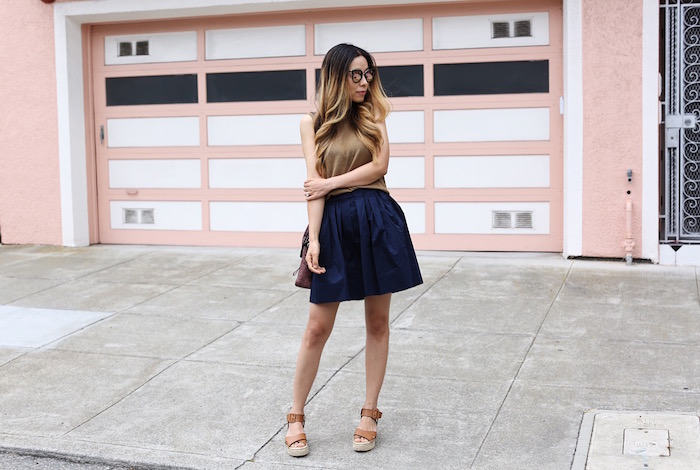 Everlane open knit tank, everlane pleated skirt, sole society sandals, 31phillip lim mini pashli bag, quay sunglasses, san francisco street style, everlane outfit, summer knits, how to 