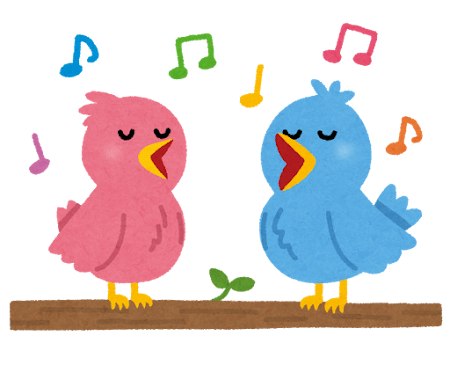 歌う鳥のカップルのイラスト