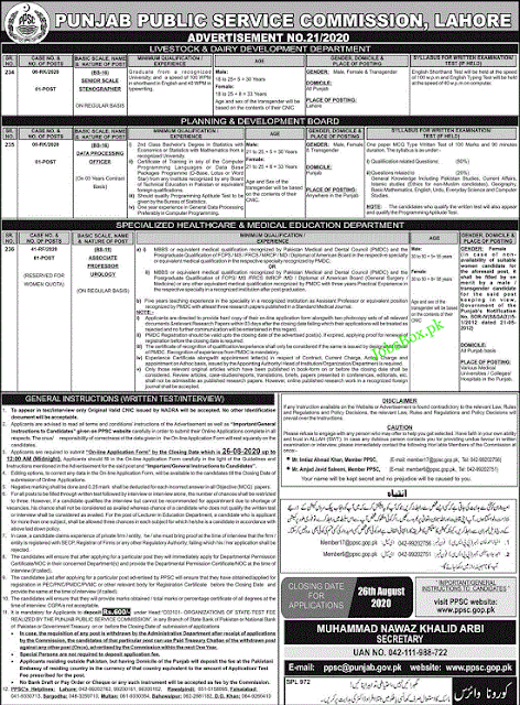 ppsc-august-jobs-advertisement-no-21-2020-punjab-public-service-commission