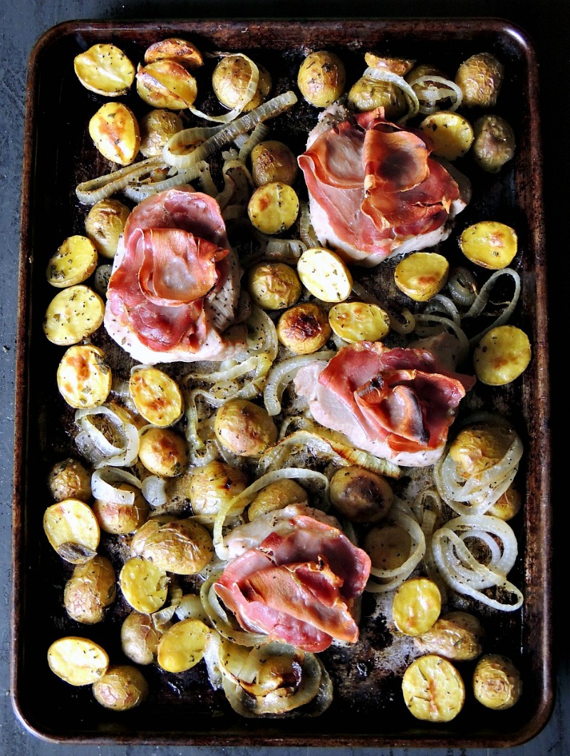 Simple, and delicious, this Sheet Pan Pork "Saltimbocca" is the perfect easy weeknight meal! From www.bobbiskozykitchen.com