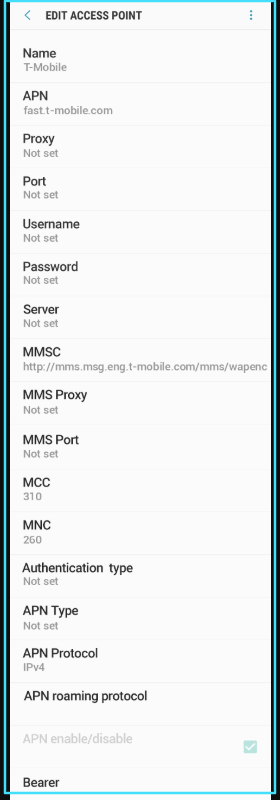 New T Mobile APN Settings android