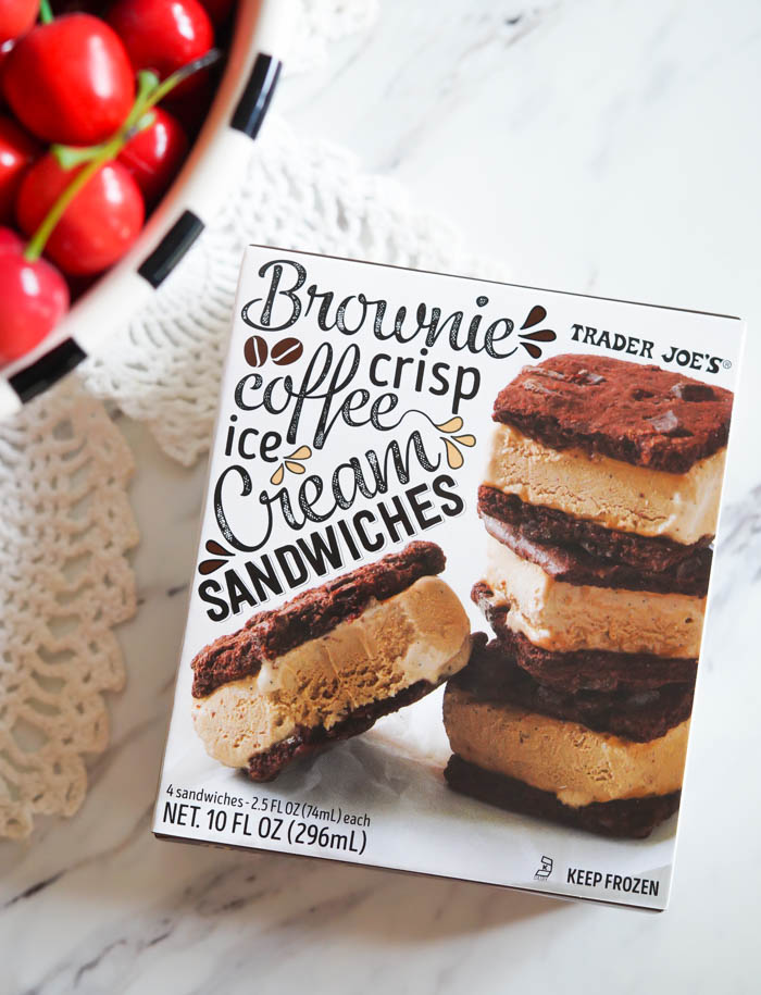 Trader Joe's Brownie Crisp Coffee Ice Cream Sandwiches Review Sweet