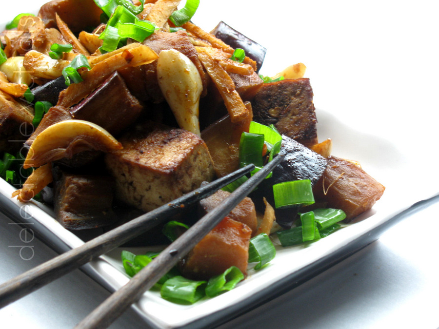 Delectable Victuals Ginger Tofu Eggplant