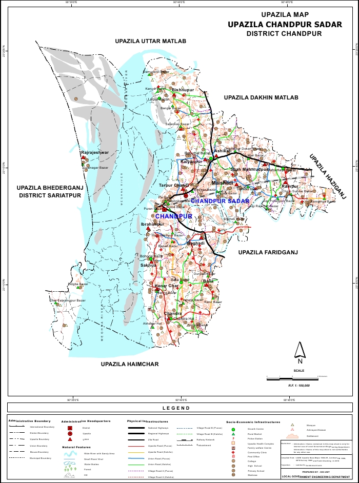 Chandpur Sadar Upazila Map Chandpur District Bangladesh
