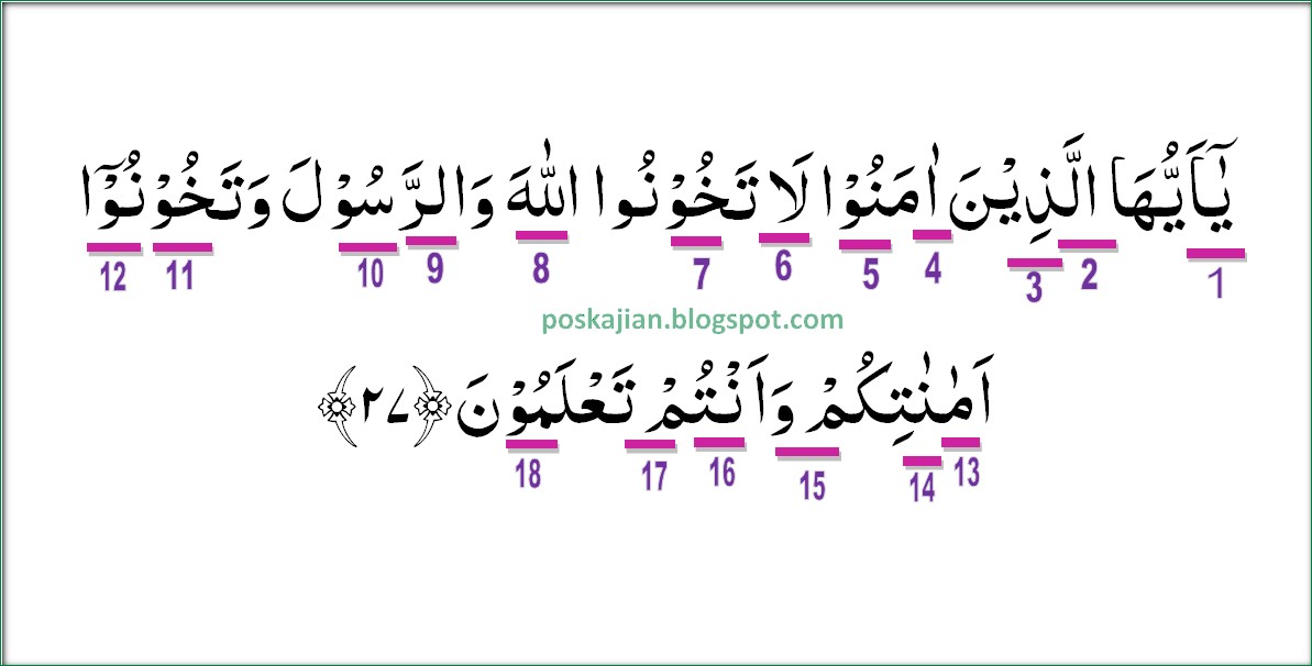 Hukum Tajwid Al Quran Surat Al Anfal Ayat 27 Lengkap Dengan