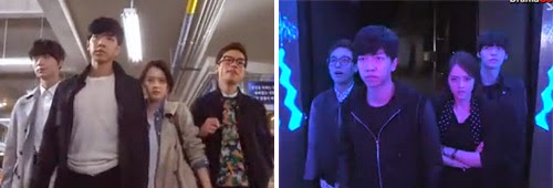 The rookies walk in slow motion in Gangnam station and again in a night club.