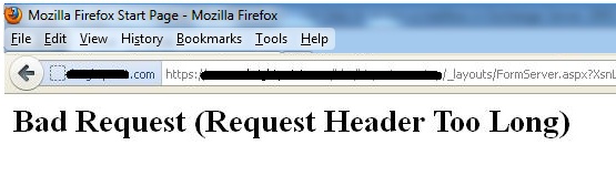 bad request request header too long sharepoint