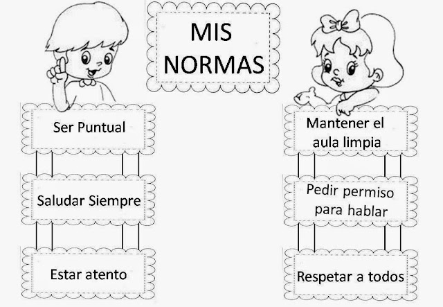 Resultado de imagen para normas y reglas para niños para colorear