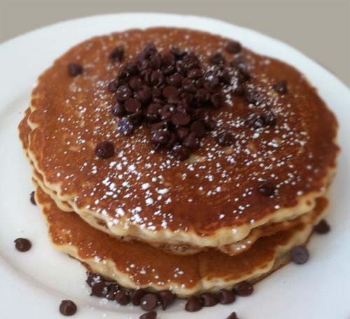Pancakes with Powdered Sugar and Chocolate Chips