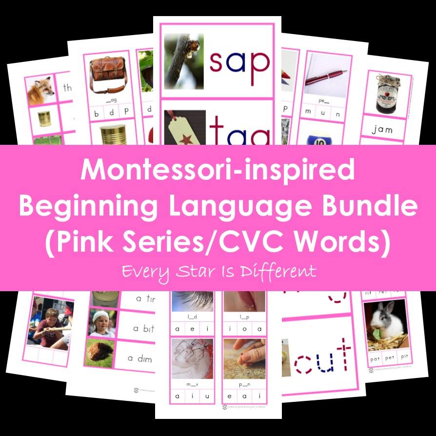 Montessori-inspired Beginning Language Bundle (Pink Series/CVC Words)