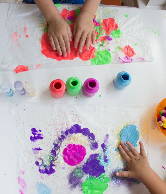 Kids will love this mixed media craft and sensory play project using Glad Press'n Seal! Cool Kids Craft with Glad Press'n Seal
