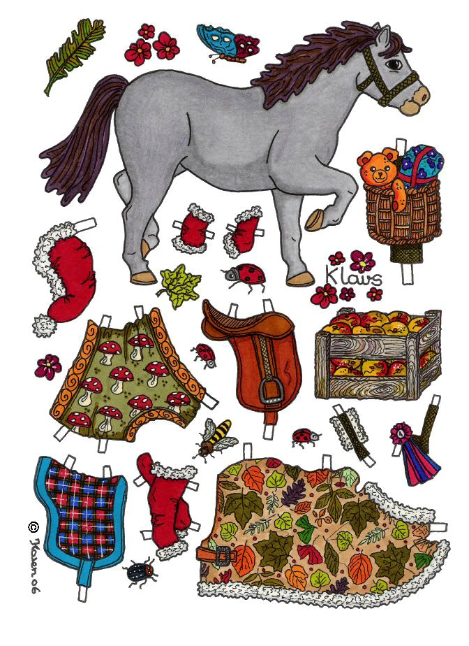 Karen`s Paper Dolls Horses 18 Paper Dolls in Colours. Heste 18