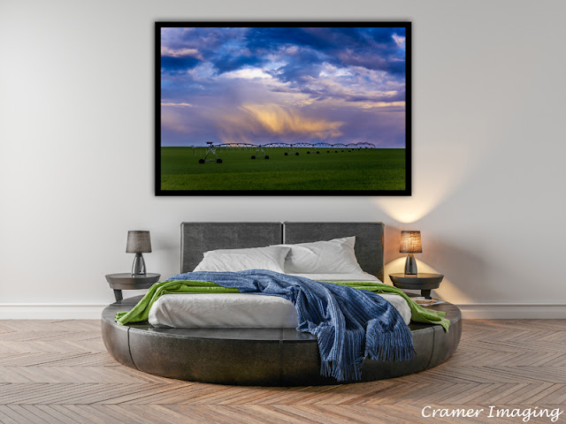 Photograph of Cramer Imaging's fine art photograph 'Idaho Spring' on the wall of a bedroom