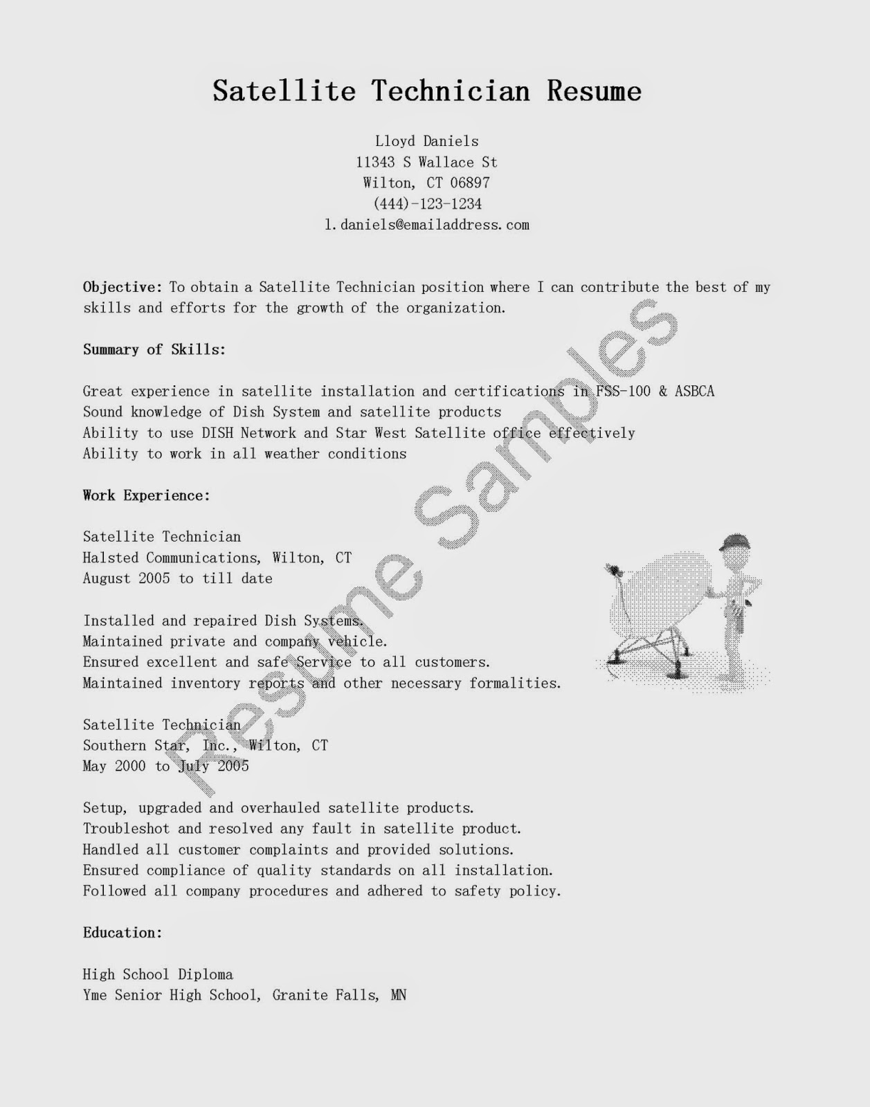 Resume Samples Satellite Technician Resume Sample