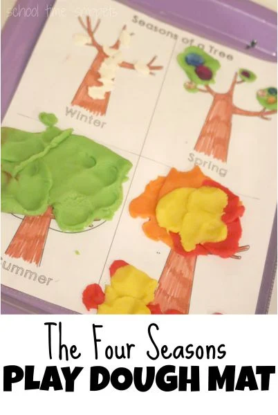 4 Seasons Play Dough Mat for Four Seasons Preschool Theme