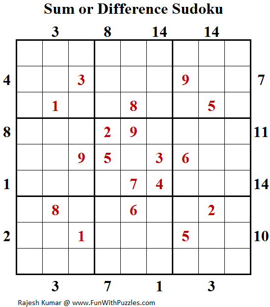 Sum or Difference Sudoku (Daily Sudoku League #140)